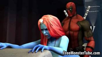 Blue skinned 3D cartoon babe gets fucked by Deapdool